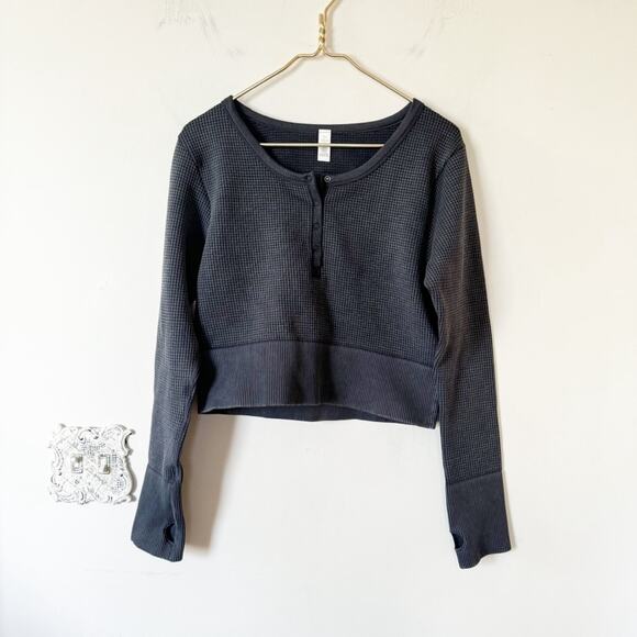 NWOT Aerie Offline Main Squeeze Charcoal Gray Seamless Thermal Crop Top XL - Picture 4 of 8